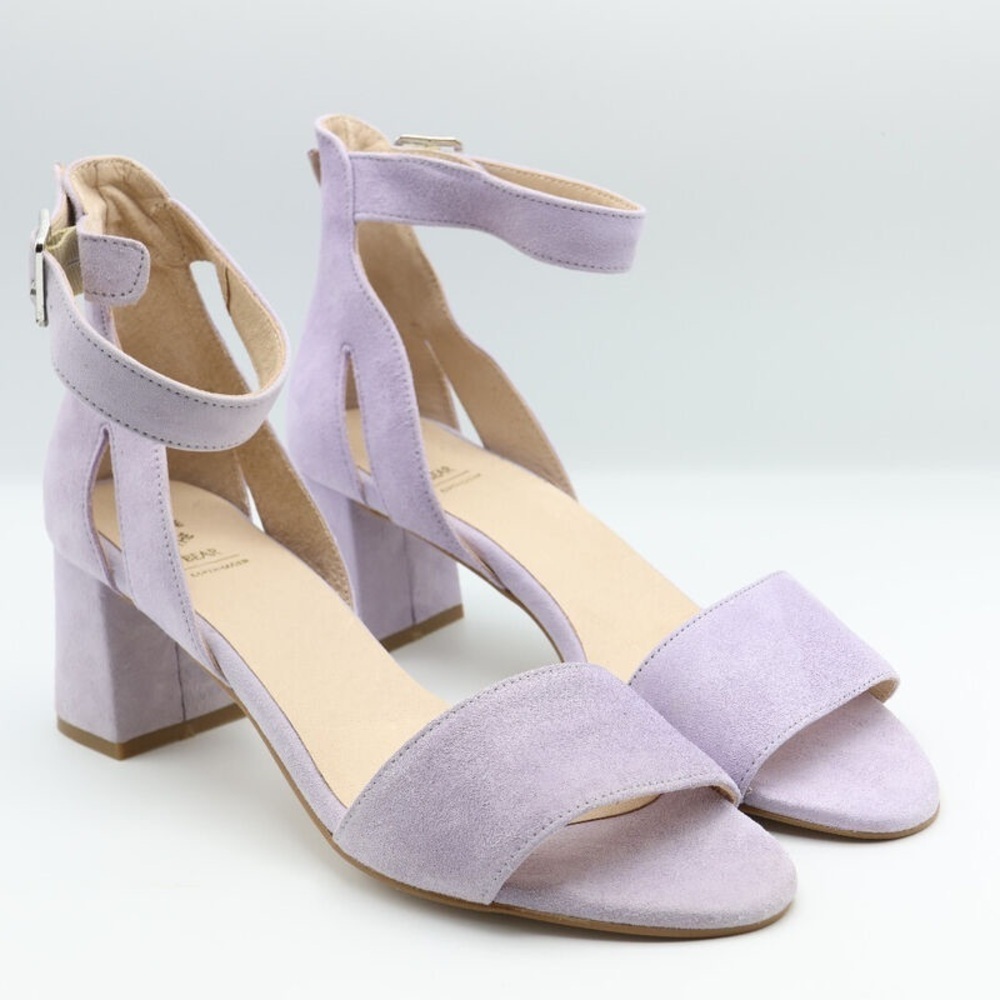 Shoe the Bear pastel lavender lilac purple suede platform sandals - size 9 NWOT